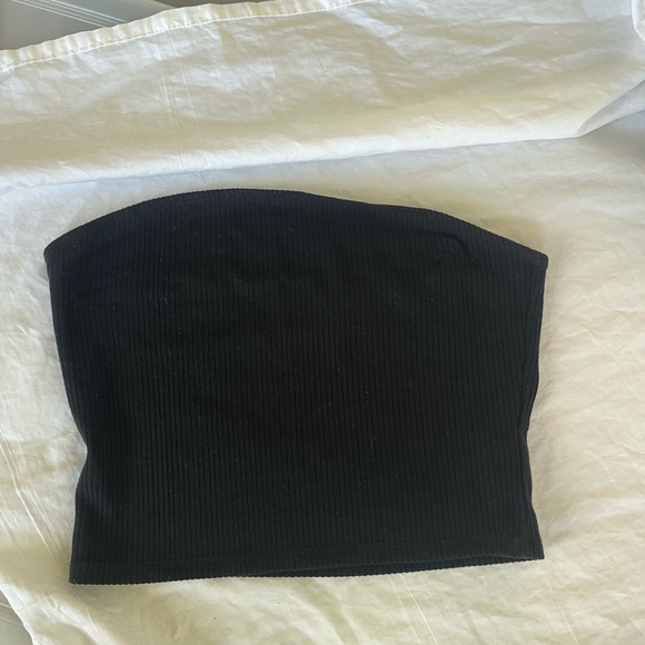 Reformation Black Ribbed Tube Top • Essential Cropped Bandeau Tank Basic Size S - Picture 5 of 10